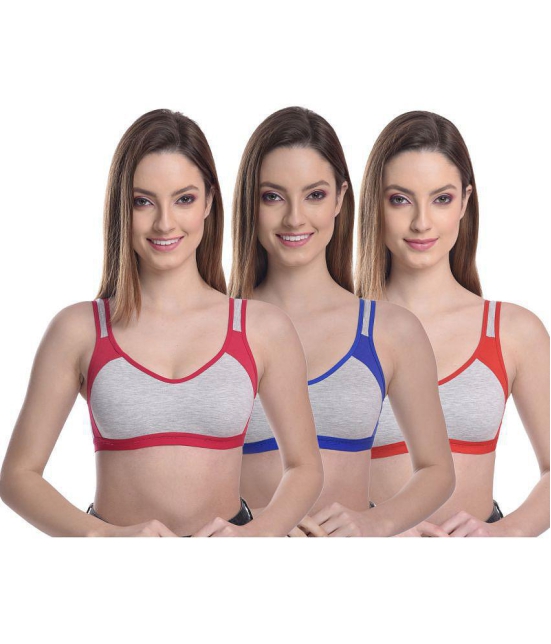 Softskin Poly Cotton Seamless Bra - Multi Color Pack of 3 - None