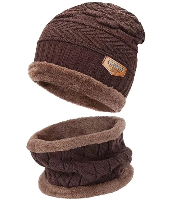 ICONIC ME Brown Woollen Mens Cap ( Pack of 1 ) - Brown