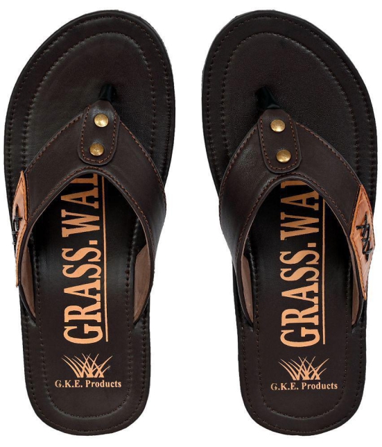 GRASS WALK - Brown Mens Thong Flip Flop - None