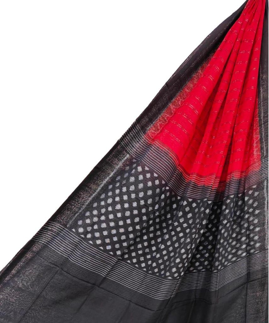 Red Black Sambalpuri Handwoven Single Ikat Cotton Dupatta