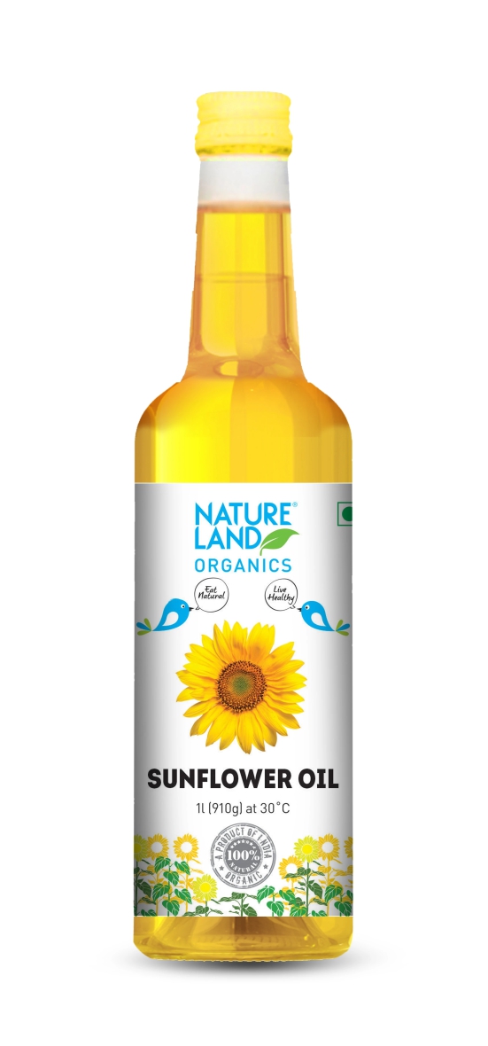 Natureland Organics Sunflower Oil, 1 L Each - Pack of 2