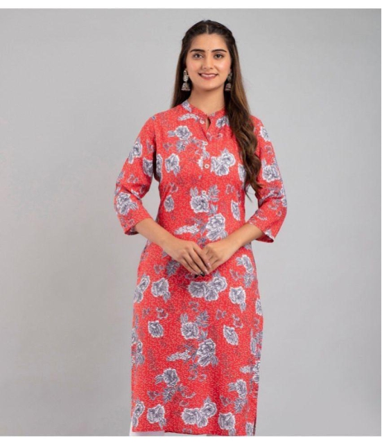 MAUKA - Red Rayon Women's Straight Kurti ( Pack of 1 ) - None