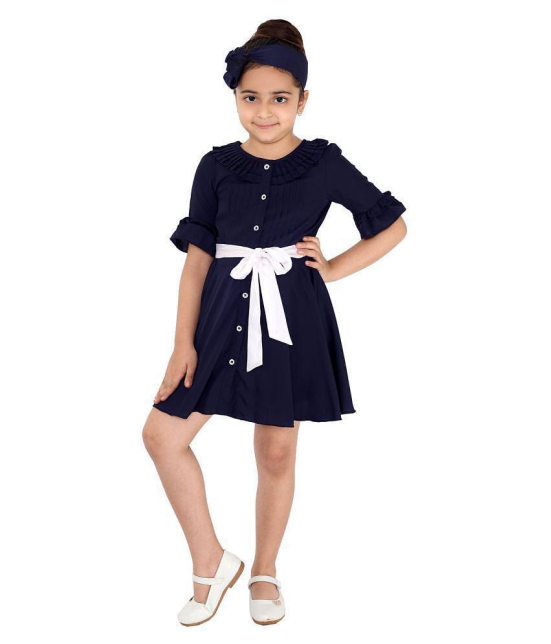 Naughty Ninos Girls Navy Blue Fit & Flared Dress - None