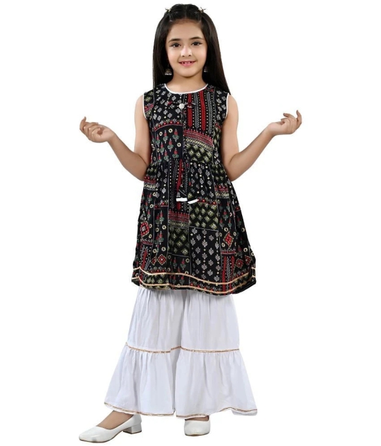 Arshia Fashions Black Rayon Girls Kurta and Sharara Set ( Pack of 1 ) - None