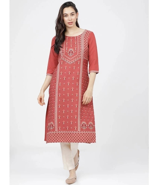 Ketch Polyester Printed Straight Womens Kurti - Orange ( Pack of 1 ) - None