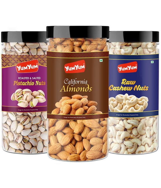 YUM YUM Premium Jumbo Almond (500g) Pista (500g) and Cashew (500g) 1.5kg Dry Fruits Combo Pack- Almonds, Cashews, Pistachios  (3 x 500 g)