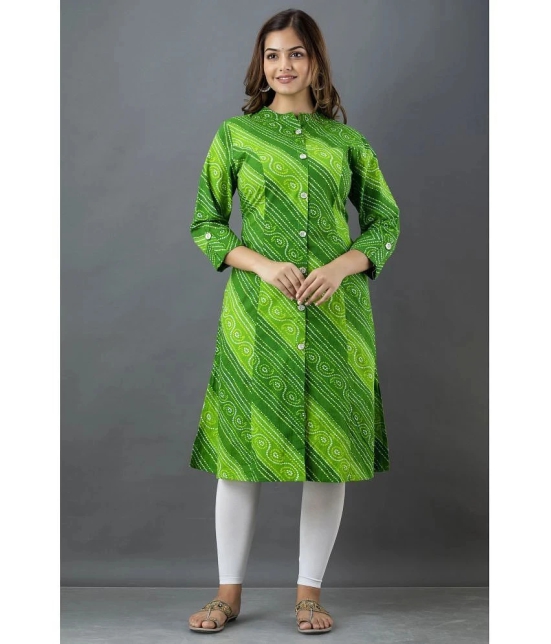 Lee Moda - Green Cotton Womens Front Slit Kurti ( Pack of 1 ) - None