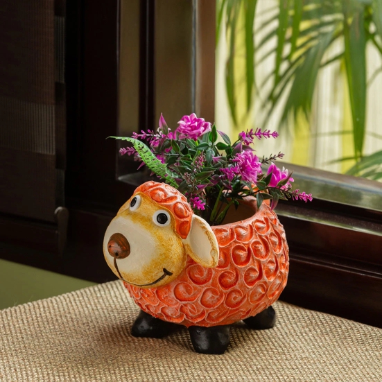 Cheerful Sheep Handmade & Handpainted Terracotta Planter Pot (8 Inch)