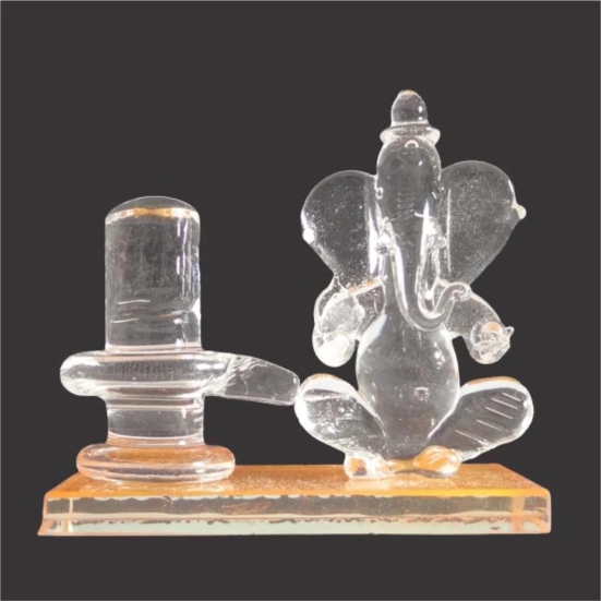 THE ALLCHEMY Glass Shiv with Ganesha, Gifting Shiv Ganesha Statue