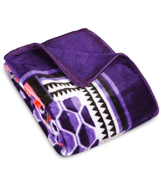 HOMETALES Mink Abstract Print Single Blanket ( 150 cm x 205 cm ) Pack of 1 - Purple - Purple