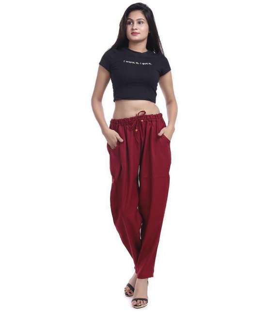 Lee Moda - Rayon Flared Maroon Women's Formal Pants ( Pack of 1 ) - None