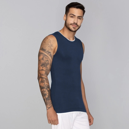 Activo Combed Cotton Gym Vest Estate Blue XXL