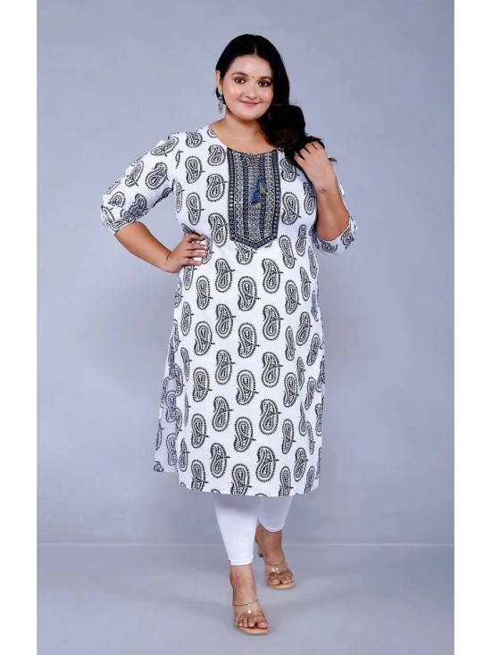 JC4U Cotton Embroidered Straight Womens Kurti - White ( Pack of 1 ) - None