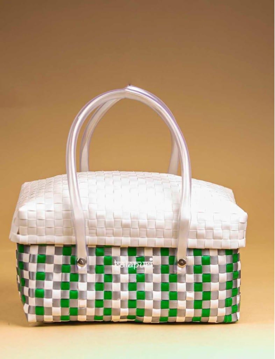 Woven Shopping Half Basket with Lid