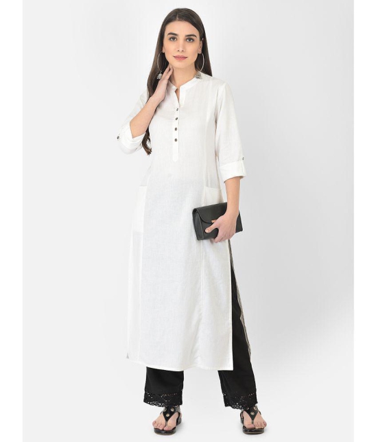 Pistaa - White Cotton Blend Women's Straight Kurti ( Pack of 1 ) - None