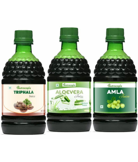 NUTROCOPIA Triphala, Aloe vera & Amla Juice to Relieves Constipation Pack of 3 of 400 ML(1200 ML)