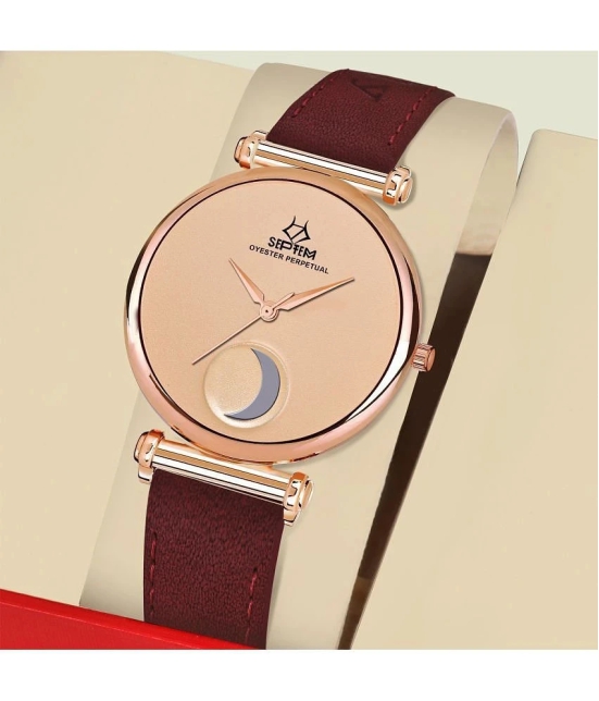 Septem Red Leather Analog Womens Watch