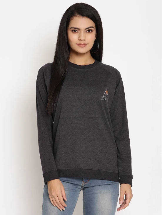 Women Explorer Black Solid Sweatshirt-S