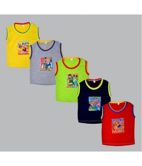 Sathiyas - Multicolor Cotton Blend Boys T-Shirt ( Pack of 5 ) - None