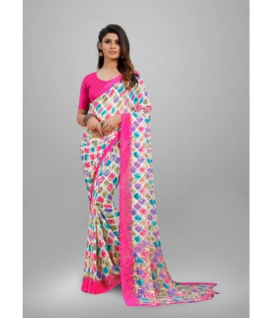 Sitanjali - Pink Georgette Saree With Blouse Piece ( Pack of 1 ) - Pink