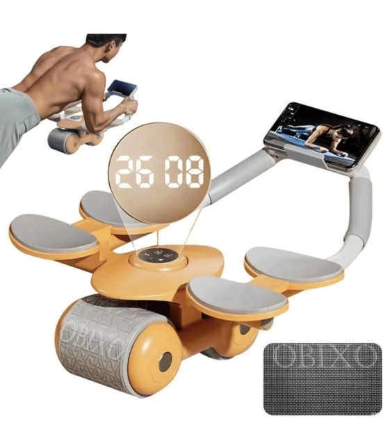 Roller Wheel Exercise with Elbow Support, Automatic Rebound Abdominal Wheel Ab Exerciser - Orange