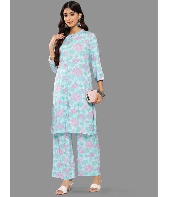 Janasya Womens Sky Blue Crepe Digital Printed Co-ords Set - None