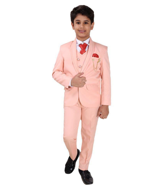 Fourfolds 5 Piece Coat Suit with Shirt Pant Blazer & Tie for Kids & Boys_SH501 - None