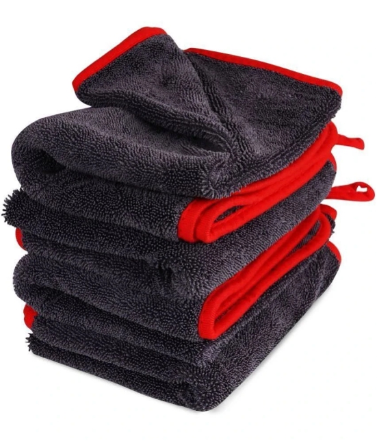 Auto Hub Grey 600 GSM Drying Towel For Automobile ( Pack of 4 )