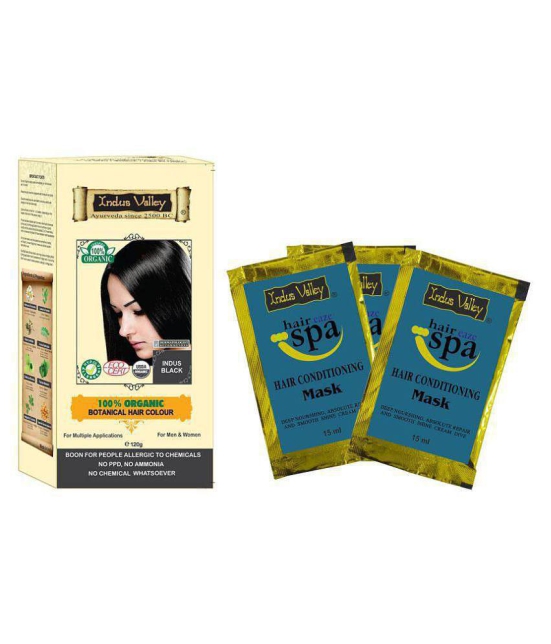 Indus Valley Botanical Allergic Sufferers Permanent Hair Color Black With 3 Eaze Spa 15ml 120 g