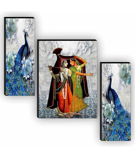 Saf radha krishna with couple peacock modern art MDF Painting Without Frame