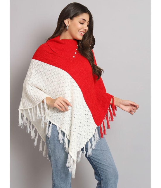 eWools.in Woollen Round Neck Women''s Ponchos & Capes - Red ( ) - None