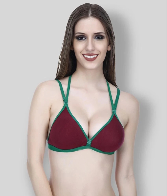 Elina - Maroon Cotton Non - Padded Womens T-Shirt Bra ( Pack of 1 ) - 36C