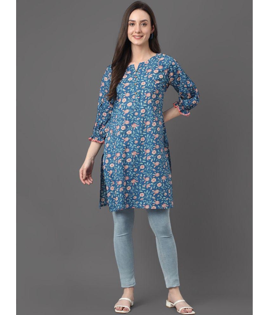 Janasya - Blue Cotton Womens Tunic ( Pack of 1 ) - None