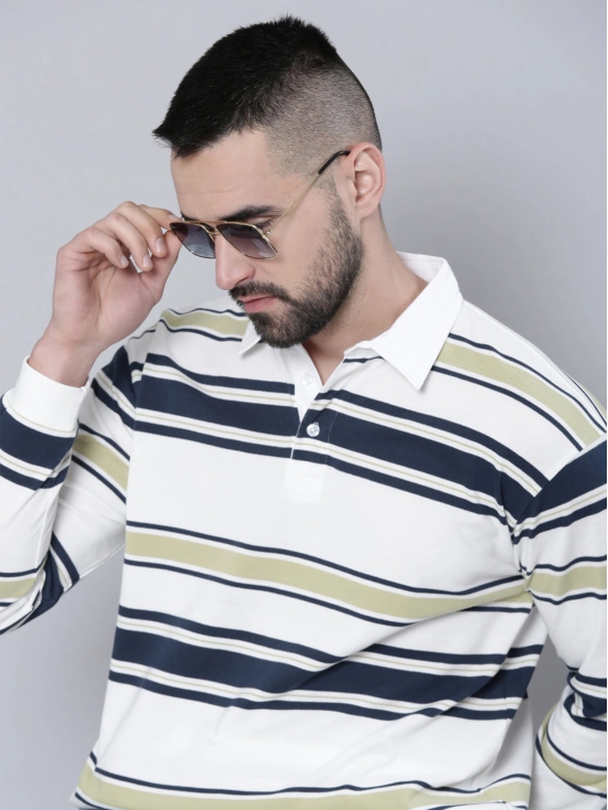 Auto Stripes Beige Navy Polo T-Shirt-S / Beige