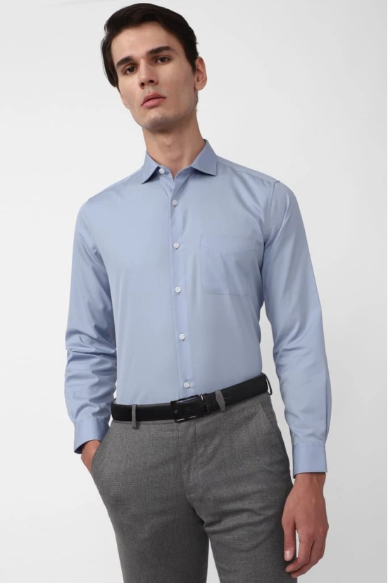 Men Blue Slim Fit Formal Full Sleeves Formal Shirt