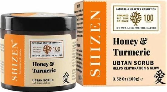 Shizen Bio-Cosmetics By Nature Honey & Turmeric Ubtan Scrub For Exfoliation & Pigmentation(100gm)