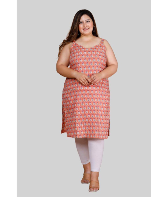 miravan - Peach Cotton Women's Straight Kurti ( Pack of 1 ) - None