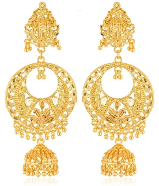 VIVASTRI Golden Jhumki Earrings ( Pack of 1 ) - Golden