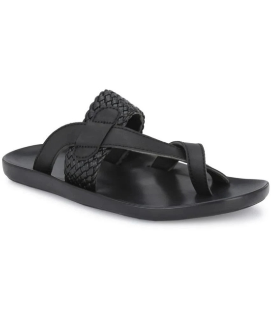 Leeport - Black Mens Leather Slipper - None