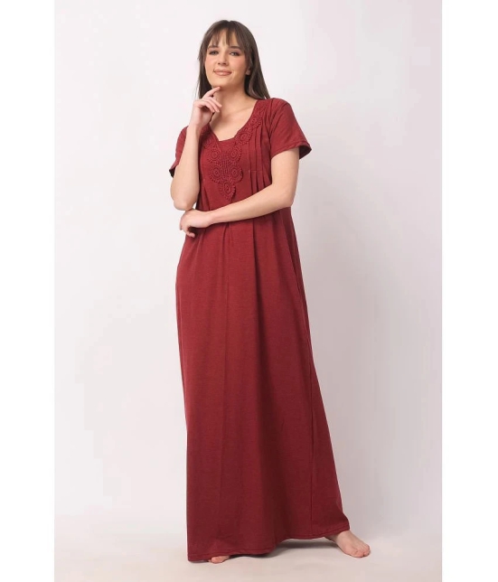 Affair Maroon Cotton Womens Nightwear Nighty & Night Gowns ( Pack of 1 ) - None