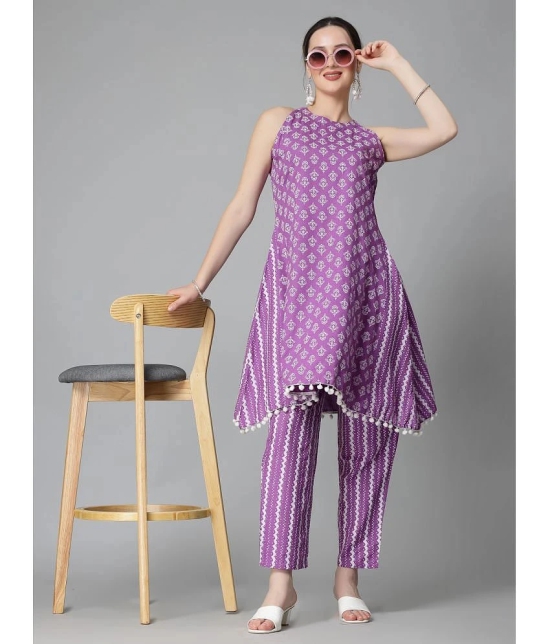 Stylum Purple Printed Pant Top Set - None