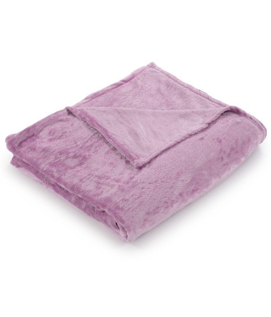 HOMETALES - Flannel Solid Double Blanket ( 220 cm x 210 cm ) Pack of 1 - Lavender - Lavender