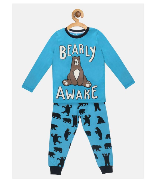 Lazy Shark Little Marine Printed Boys Boys Nightwear set - None