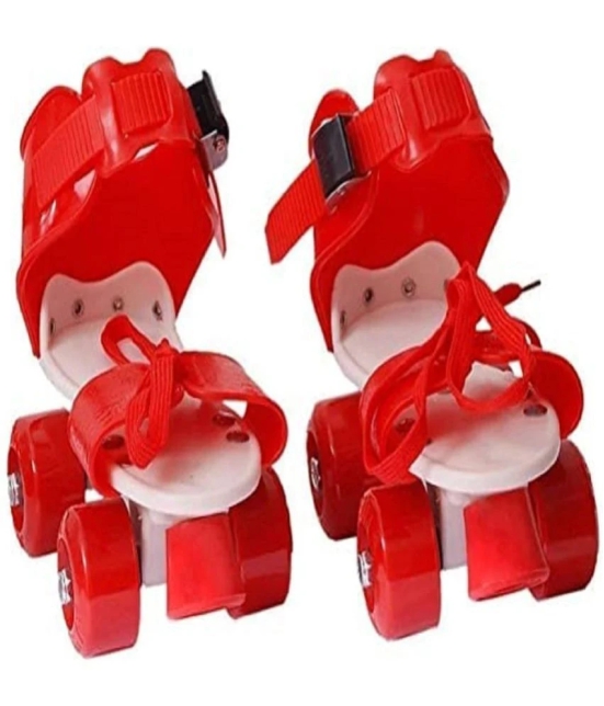 sevrza red  Roller Skating with Adjustable Size and Front Break Age Group 3 -15 Years Adjustable