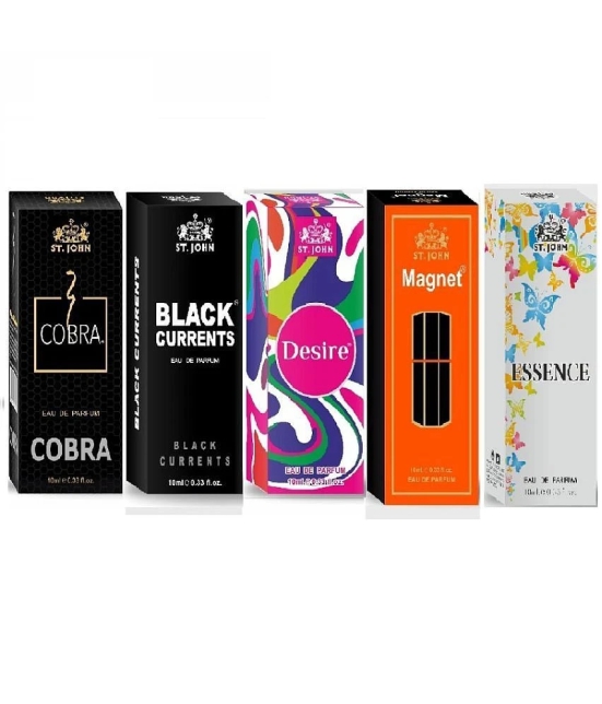 ST.JOHN Cobra ,BlackCurrent,Desire,Magnet,Essence Pocket Perfume for Men 10 ml ( Pack of 5 )