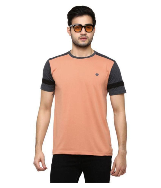 GENTINO - Peach Cotton Blend Regular Fit Men's T-Shirt ( Pack of 1 ) - None