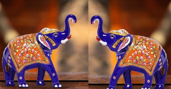 Enamel Brass Metal Meenakari Work Elephant (Set of 2), size 5 inches of Each Elephant