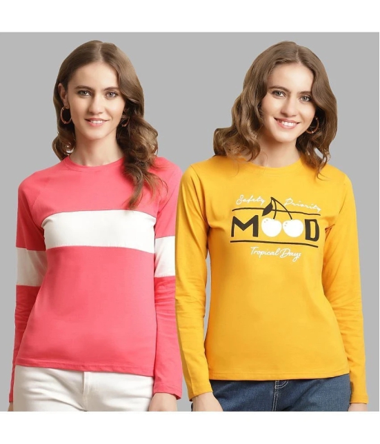 Fabflee - Multicolor Cotton Regular Fit Womens T-Shirt ( Pack of 2 ) - None