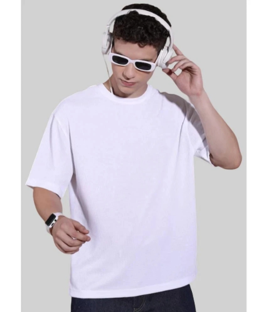 AKTIF Cotton Blend Oversized Fit Solid Half Sleeves Mens T-Shirt - White ( Pack of 1 ) - None