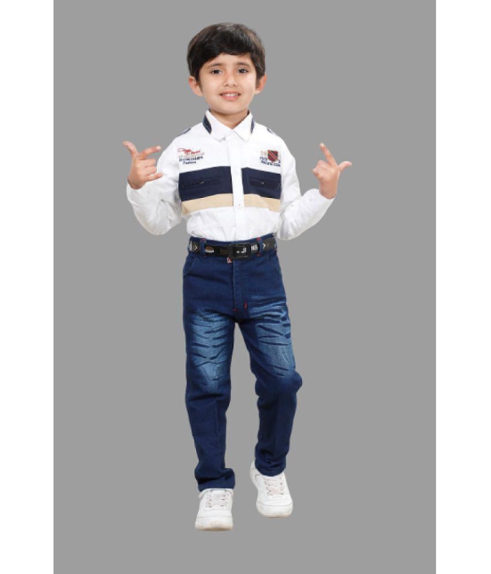 DKGF Fashion - Beige Cotton Blend Boys Shirt & Jeans ( Pack of 1 ) - None